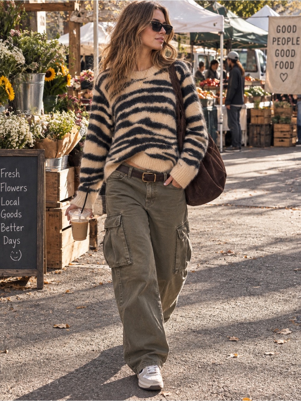 Madewell Zebra Tiger Stripe Alpaca Wool Blend Fuzzy Cropped Sweater L